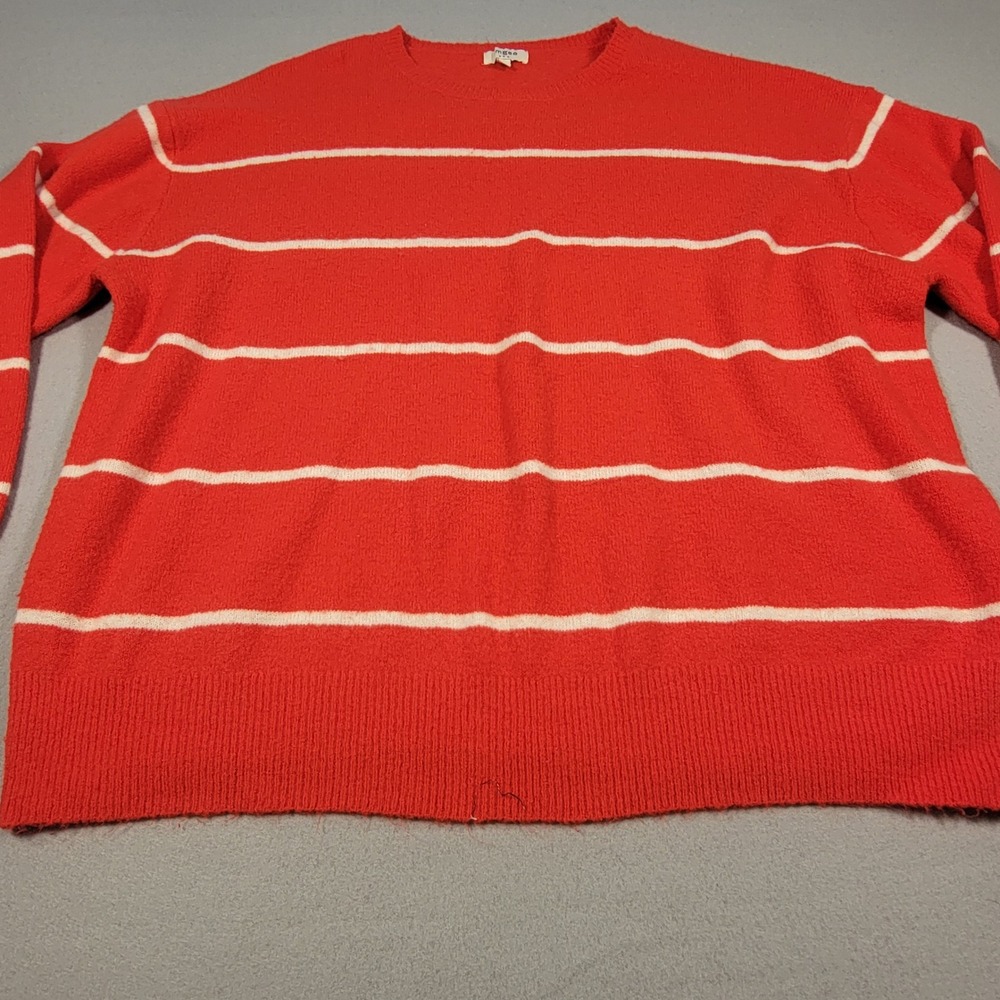 Umgee USA Sweater‎ Oversized Striped Red White Knit Pullover Women's Size Medium